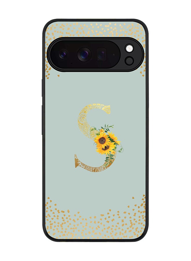 For Google Pixel 10 Pro Case,Slim fit Camera Protection, Shockproof Thin Phone cover  - Custom Floral Monogram - S  (Light Grey )